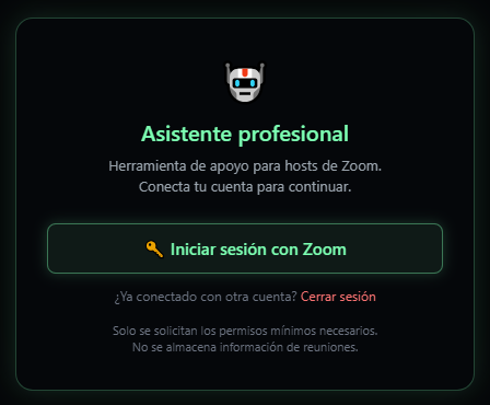 Asistente Profesional para Zoom - panel principal